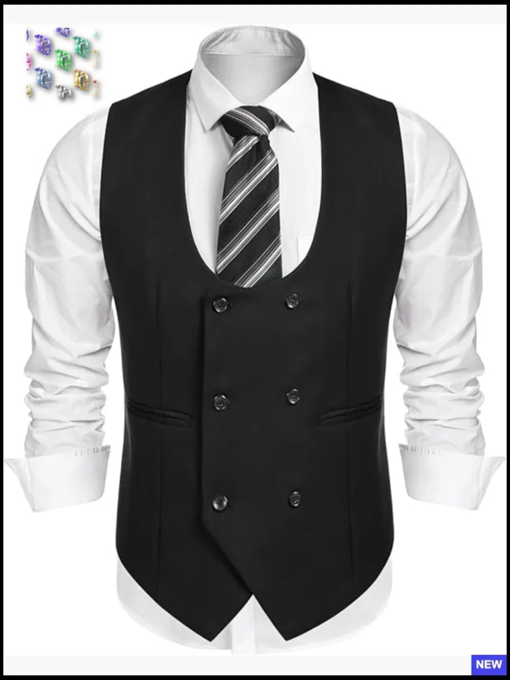 Slim Fit Double Breasted Dress Vest Formal Business Casual Waistcoat